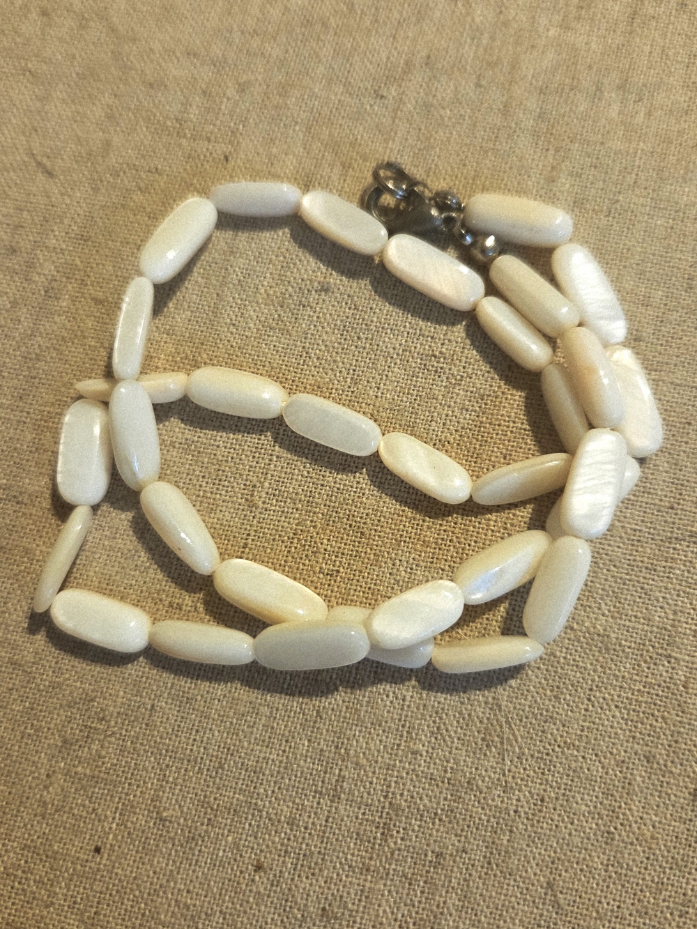 Mother of Pearl Necklace nacre iridescent Vintage antique bead